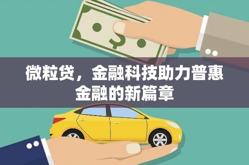 西岗微粒贷，金融科技助力普惠金融的新篇章
