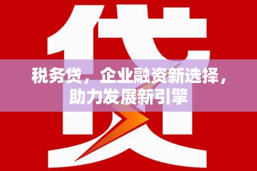 塔城税务贷，企业融资新选择，助力发展新引擎