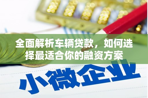 广宗全面解析车辆贷款，如何选择最适合你的融资方案